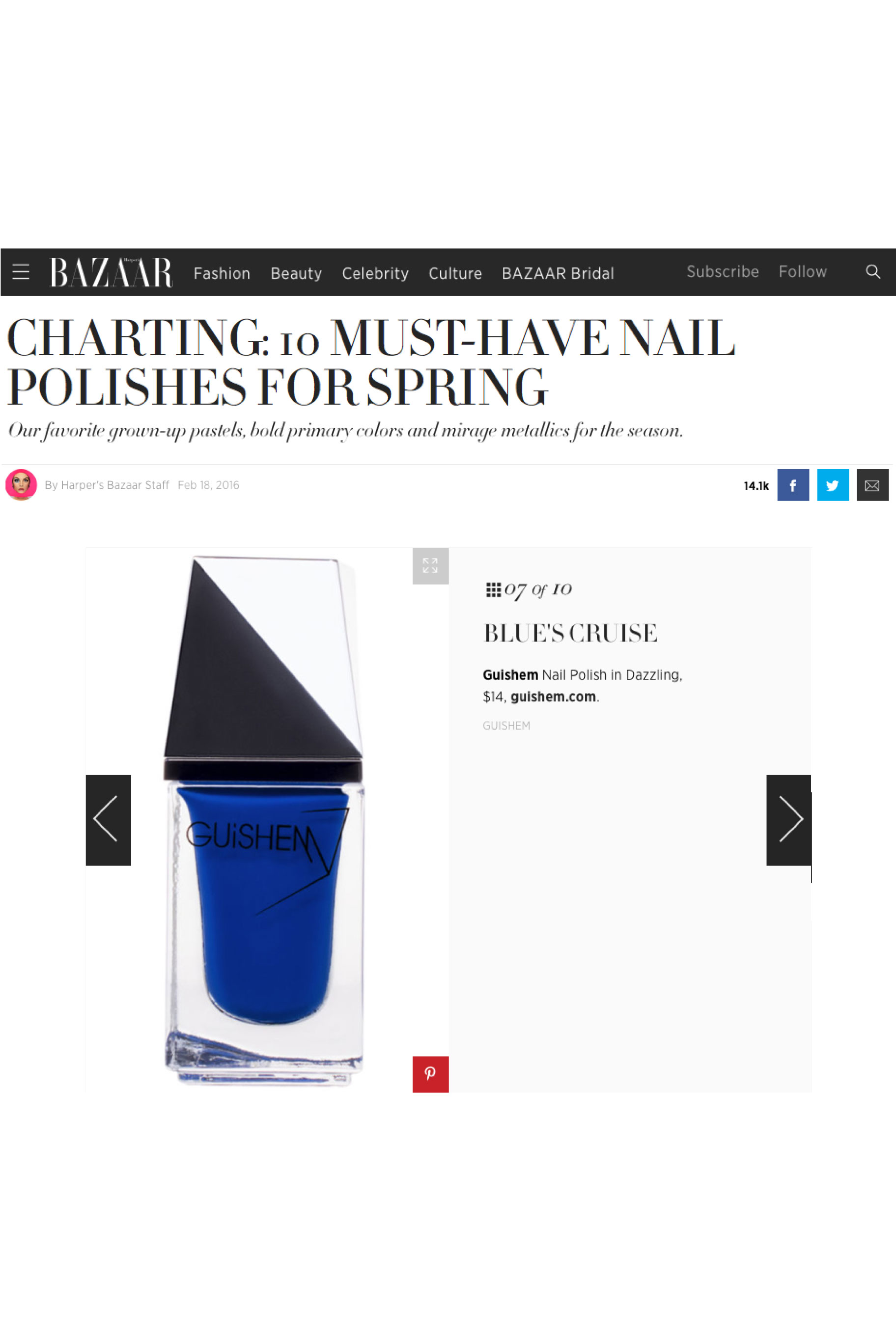 GUiSHEM featured in Bazaar: 10 Must-Have Nail Polishes for Spring