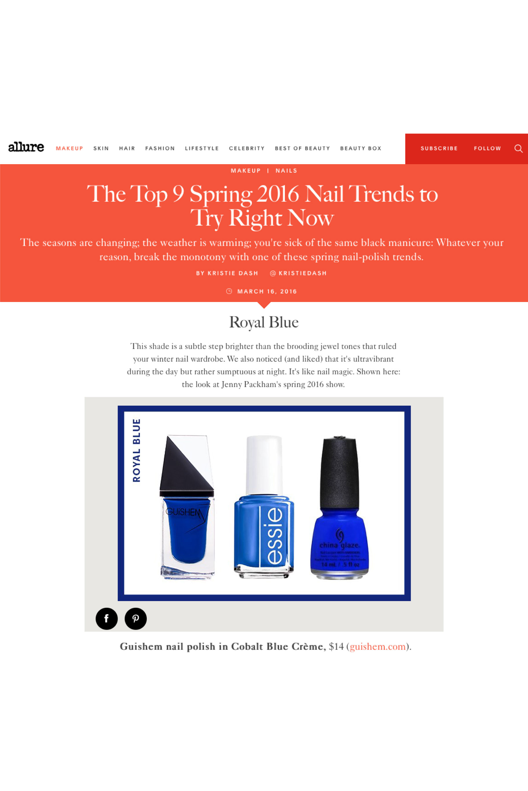 GUiSHEM featured in Allure: The Top 9 Spring 2016 Nail Trends to Try Right Now by Kristie Dash